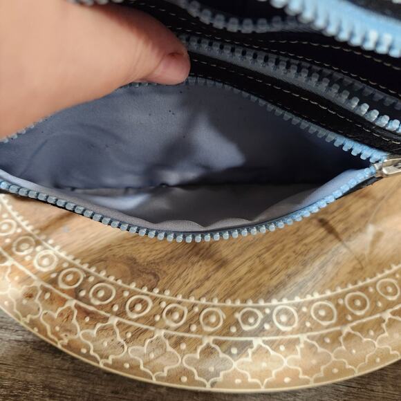 NWOT Cole Haan Black Suede Triple Zip Travel Square Pouch - Picture 7 of 8